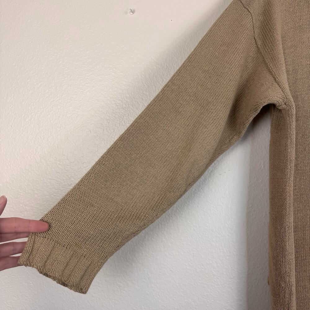 Vintage Newport News Embroidered 90s Mom Knit Tunic Sweater Cottagecore Tan M - Picture 14 of 16